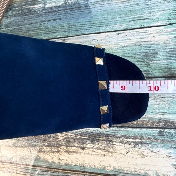 Marc Fisher Platform Slide Sandal Womens 8M Blue Suede Rope Wedge Heel Studded. - Picture 8 of 12
